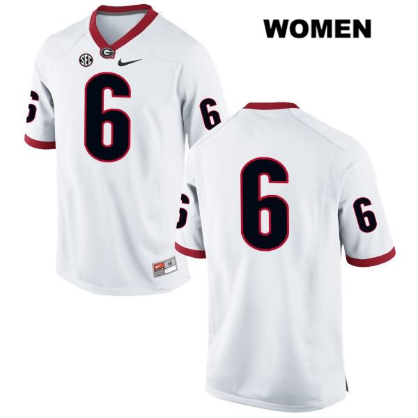 Georgia Bulldogs Women's James Cook #6 NCAA No Name Authentic White Nike Stitched College Football Jersey PDT8656YT